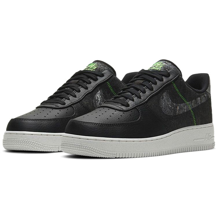 Nike Air Force 1 07 LV8 Набор из переработанной шерсти — черные мужские кроссовки Electric Green Green Light-Bone CV1698-001