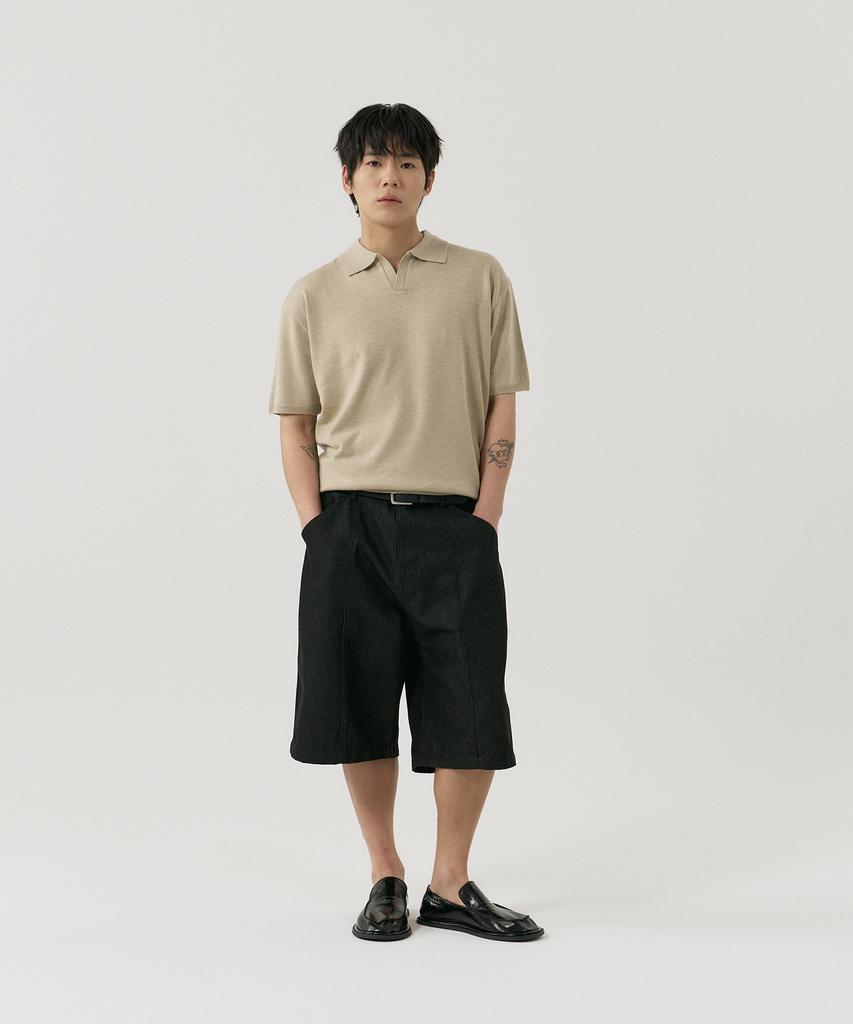 GNOK Silk Collared Short Sleeve Knit [Beige]
