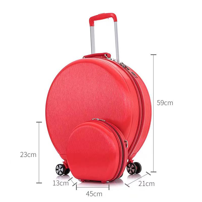 18 Inch Carry On Travel Suitcase Set Cabin Rolling Luggage Bag Trolley Suitcase Case Women Girls Kids Rounded Luggage Set Wheels