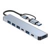 USB + Type C 2 Interface 7 in 1 USBC Hub Adapter Dock usb3.0+USB 2.0*2+SD+TF
