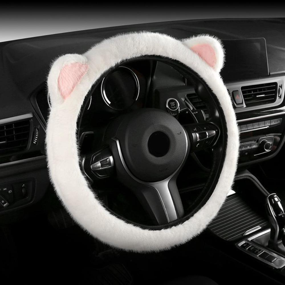Soft Steering Wheel Cover Cute Cat Ears Steering Wheel Cover Plush Steering Cover for Car Steering