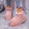 Fashion Sweet Pink Faux Suede Snow Boots Women Winter Warm Short Plush Ankle Boots Woman Korean Non Slip Platform Booties Female