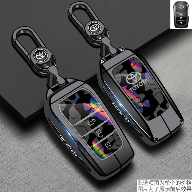 Handmade Cowhide Genuine Leather Key Case for TOYOTA Camry Hanlanda Car Key Protection Sleeve with Keychain - Protective Shell