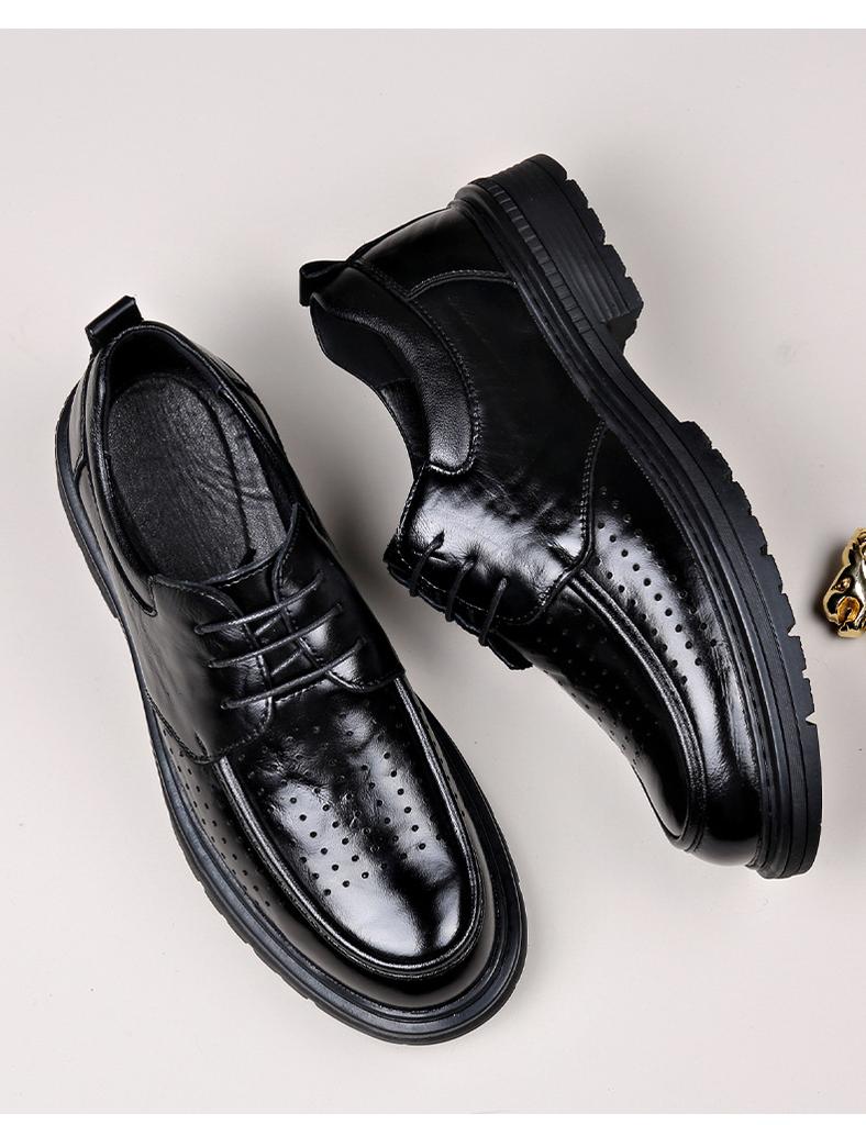 Модная дышащая обувь из коровьей кожи в британском стиле люкс для мужчин 2024 Лето Осень Новая дизайнерская модная повседневная обувь на платформе с вырезами для мужчин