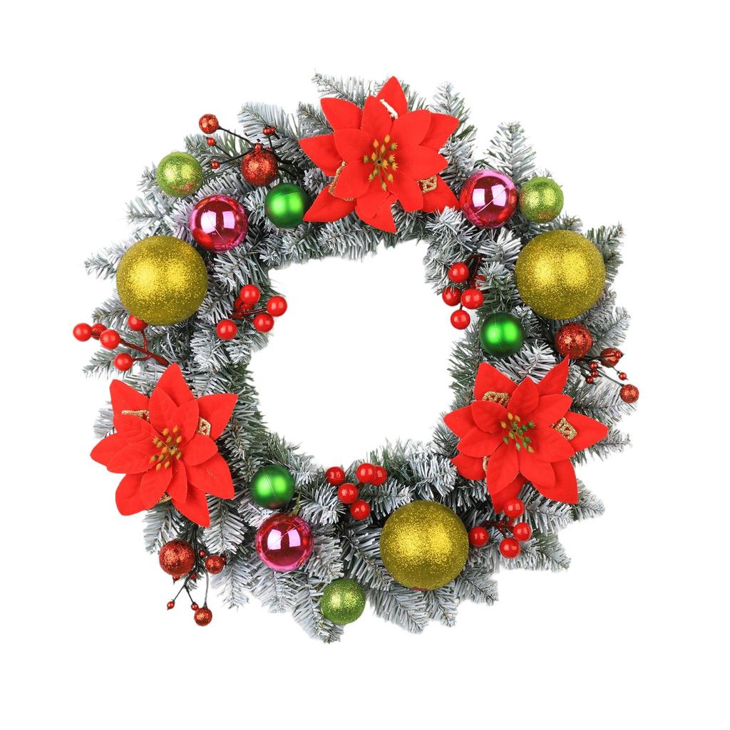 Decorative Artificial Christmas Wreath 40cm Floral Garland for Front Door Wall Indoor Outdoor Party Accent
