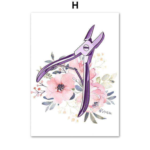 Ножницы для маникюрного салона, розовая настенная живопись на холсте, постеры и принты на скандинавскую тематику, настенные панели для комнаты, декор для салона красоты,