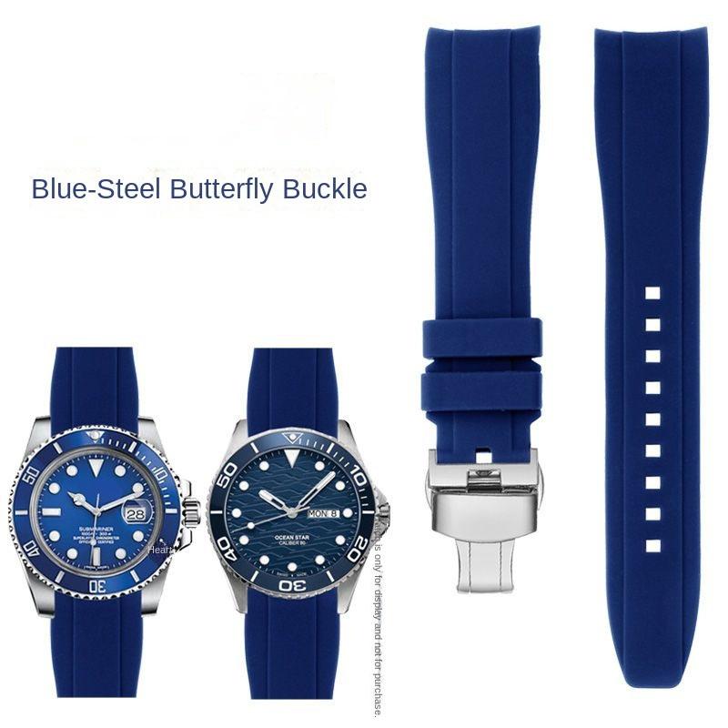 Изогнутый резиновый ремешок для Rolex Water Ghost Seiko Mido helmsman Casio swordfish arc водонепроницаемый силиконовый ремешок для дайверских часов 22 мм