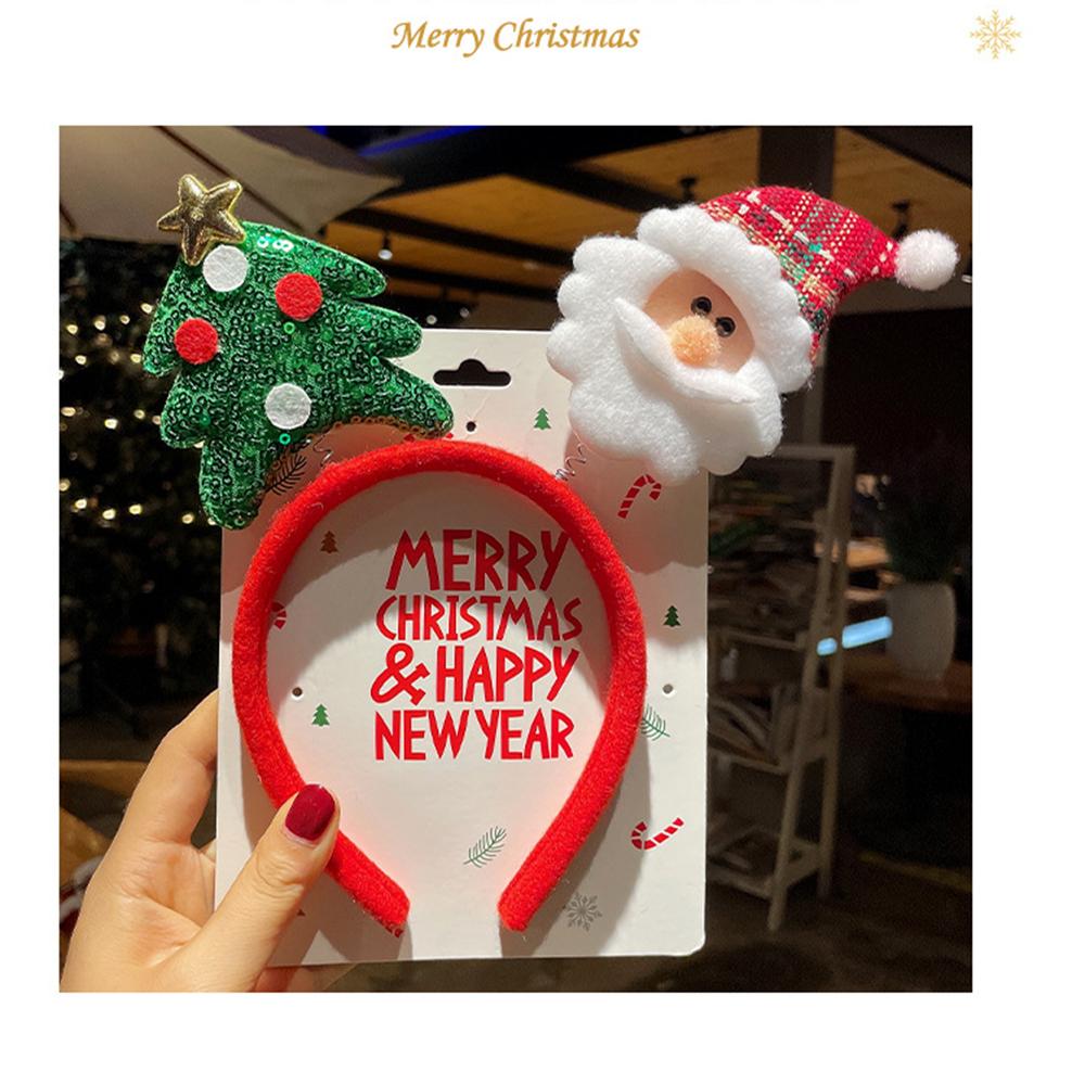 2024 New Year Christmas Hair Bands Cute Deer Horn Santa Claus Tree Headwear Hair Accessories For Xmas Gifts Party Supplies
