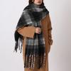 Plush Winter Cashmere Scarves Mohair Long Shawl Simple Plaid Wool Scarf  Girl