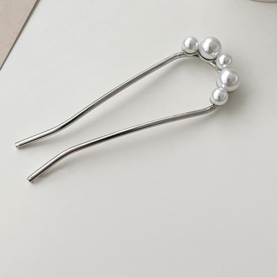 Вилка для французских волос, элегантная противоскользящая Длинная толстая прическа в виде пучка с искусственным жемчугом, металлическая U-образная заколка для волос, аксессуары для волос для женщин и девочек