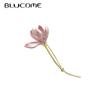 Quality Enamel Copper Brooch Pink Flower Shape for Women Men Suit Scarf Hat Pins
