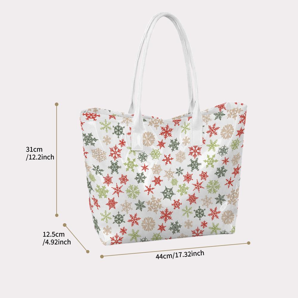 Festive Snowflake Pattern Tote Bag for Daily Use