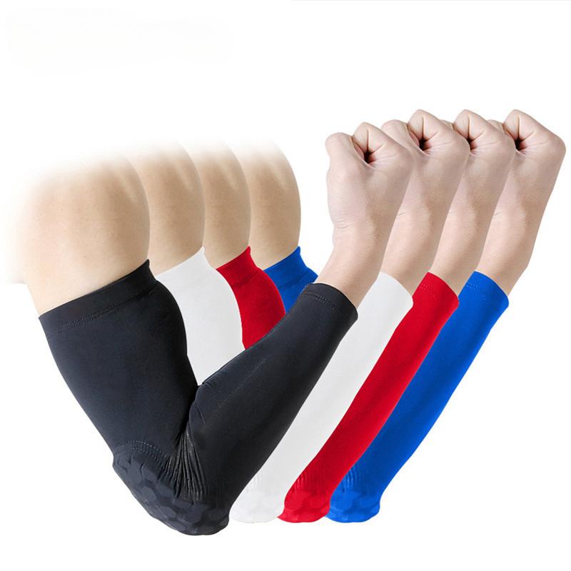 Защитное снаряжение, противоударная лайкра, дышащая сотовая налокотница, защита для рук в баскетболе, налокотник