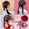50Pcs Elastic Rubber Hair Bands For Girls Red Beans Ponytail Holders Hair Rope