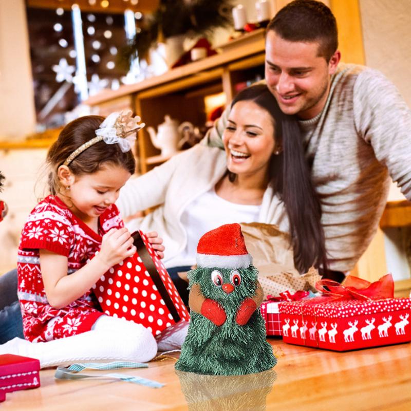 Электрическая игрушка, плюшевая игрушка, кукла, забавная, милая, зеленая, электронная рождественская елка, музыкальный Санта-Клаус, забавная игрушка, рождественское украшение