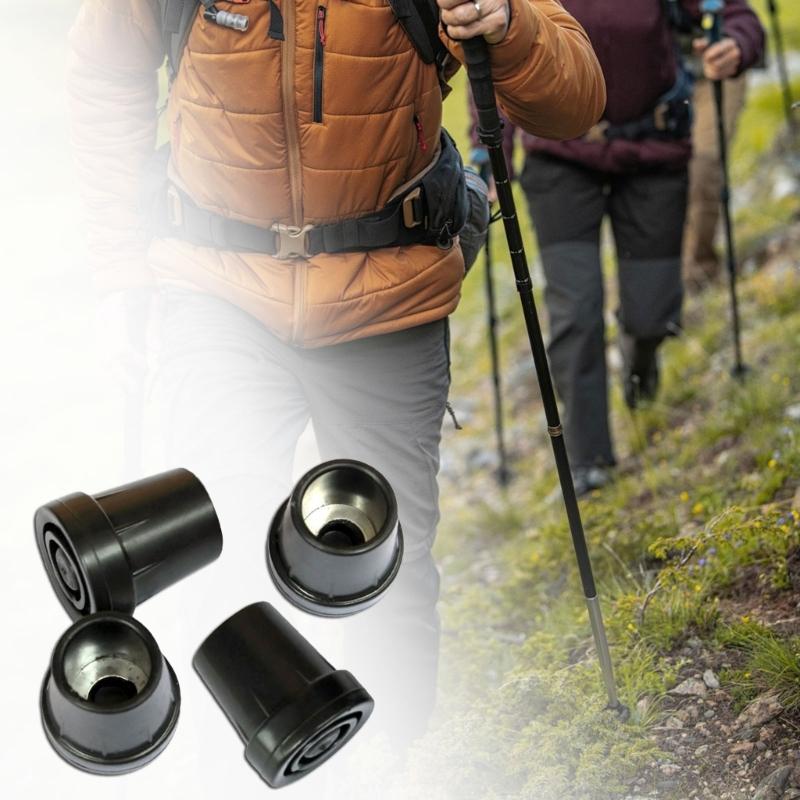 4Pcs Walking Stick Pad Buffers Trekking Poles Cane Tip Protector Hiking Poles Tip Nonslip Foot Cover Hiking Accessories