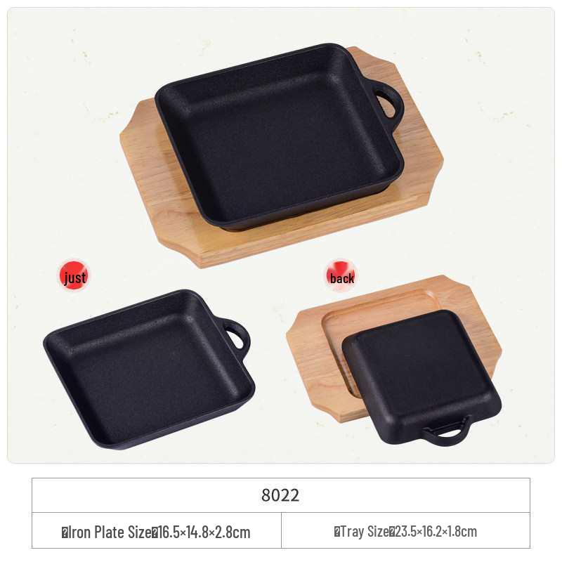 Cast Iron Rectangular Teppanyaki Barbecue Plate for Steak, Fish, and More