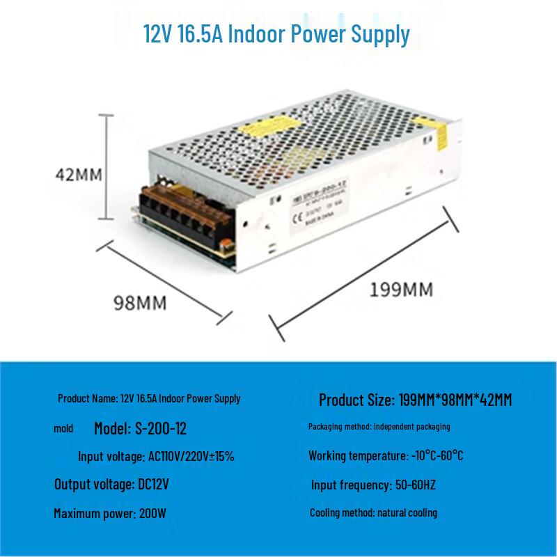 220V to 24V/12V/5V DC LED Power Supply Transformer for LED Strips, 2A/5A/10A/15A/20A