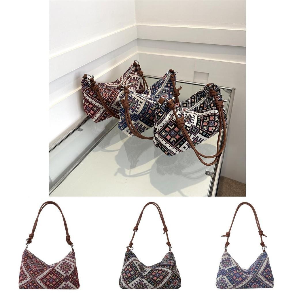 Модная винтажная этническая женская сумка через плечо из мягкого хлопка и льна, средняя