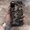 Черный чехол с кружевным узором для iPhone 17 16e 16 15 14 mini Pro Max X XR XSMAX 8 7 Air Plus Противоударный матовый чехол