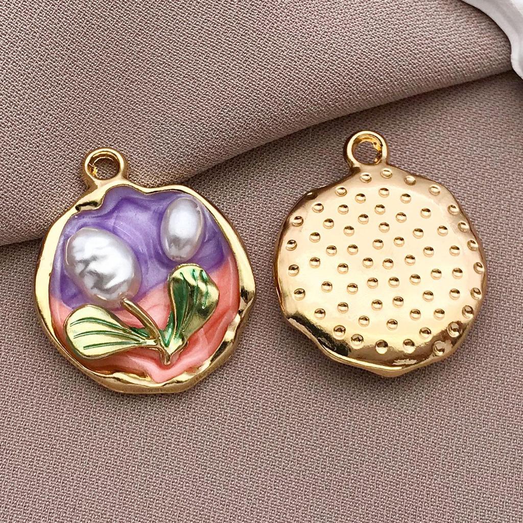 Французский Ретро Роскошный Набор Эмалевых Серьг и Ожерелья: Сад Моне Масляная живопись Дизайн цветов