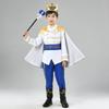 Red The King Prince Cosplay Costume for  Halloween Carnival Party Blue Cloak Scepter Crown Jacket Prince Suit 7 Pcs Makeup Party