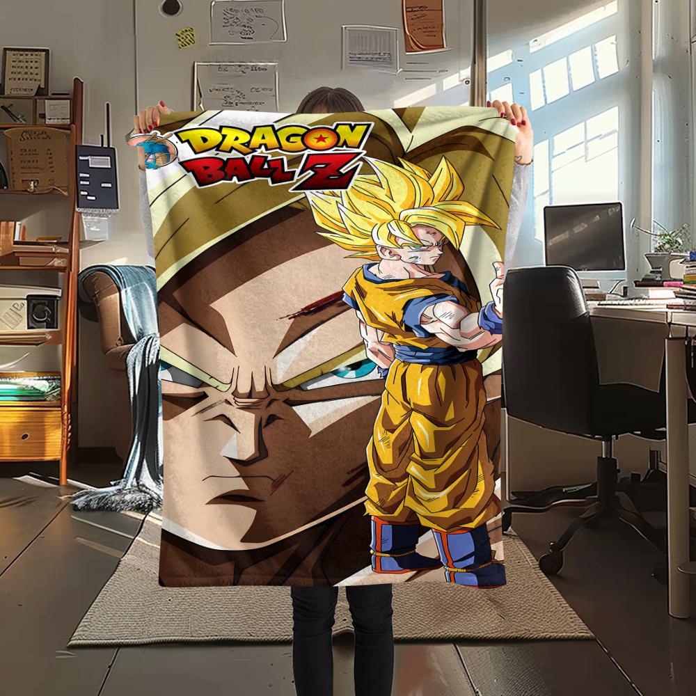Фланелевое одеяло с принтом персонажей Dragon Ball, Высококачественное, Удобное для всех сезонов, Декор для дома, Тепло и уют, Идеально для рождественских подарков