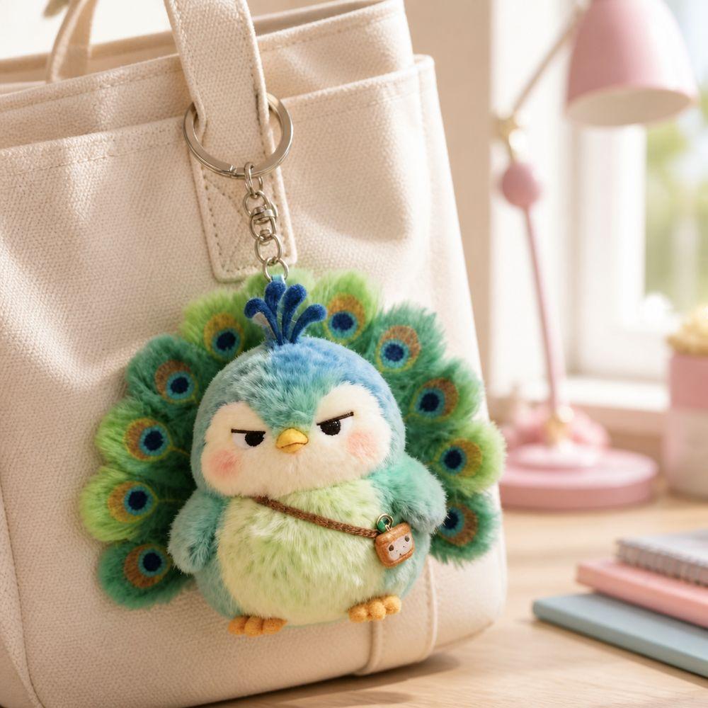 Cute Style Peacock Plush Toy Green Peacock Peacock Bag Charm Bag Accessories Handbag Decoration