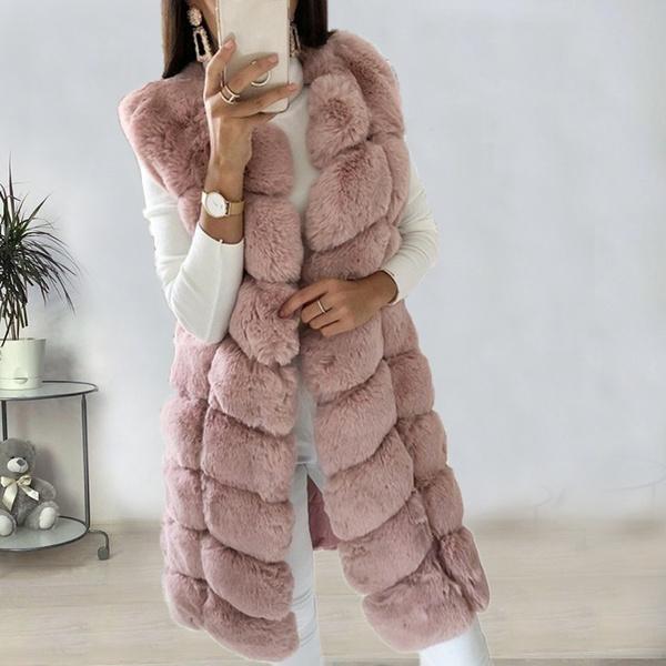 Осень и Зима Женское Пальто-Жилет Имитация Меха Теплое Пальто Жилеты Зимний Искусственный Мех Женские Пальто Куртка Жилет Жилет