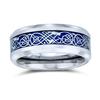 Titanium Width 8mm Celtic Knot Blue Silver Dragon Pattern Comfort Fit Wedding Ring Size 23 [Bling Jewelry]