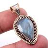 Natural Labradorite 925 Solid Sterling Silver Jewelry TwoTone Pendant 1.50" U6m39