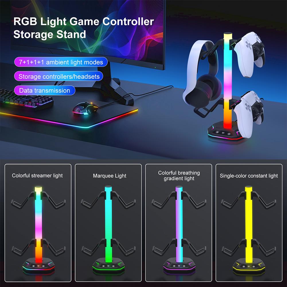 RGB Подставка для наушников Крючок для контроллера 9 режимов освещения для настольной стойки-вешалки для контроллера Держатель для наушников для ПК Аксессуары для наушников