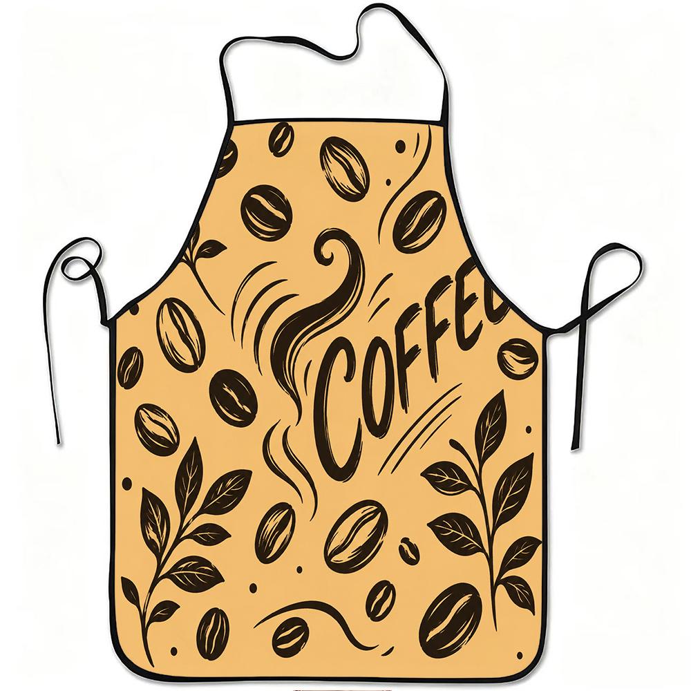 1pc Coffee Bean & Print Apron - Adjustable Waistband Suitable for Cooking, Gardening, Orchard Picking, Durable Polyester Apron with Coffee-Themed for