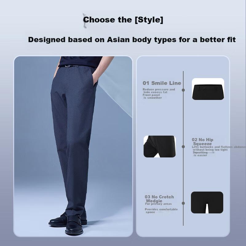Original Men's Casual Pants, Versatile All-Season Trousers, Slightly Elastic, Easy-Care Men's Pants for Spring, Gray, Size S