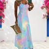 Women Plus Size Scoop Neck Strappy Sleeveless Printed A Line Maxi Dress
