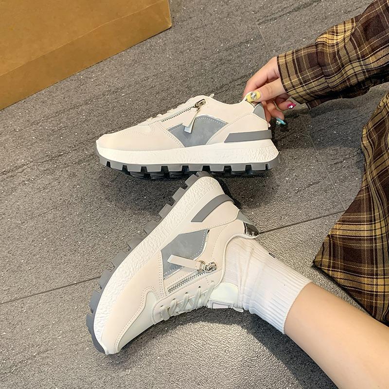 Модные женские кроссовки на платформе, 2025 год, осенний новый тренд, универсальные, модные, легкие, дышащие, повседневные