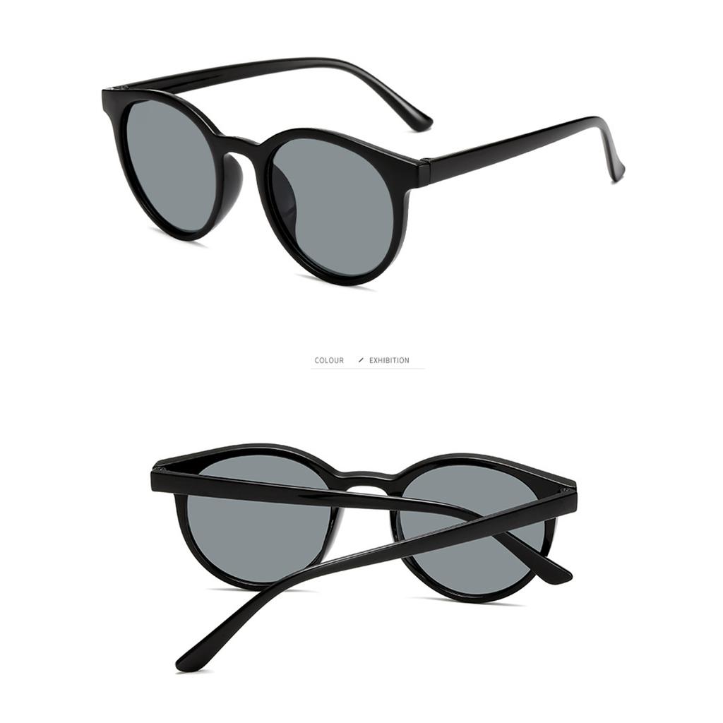 Круглые солнцезащитные очки с блокировкой УФ-лучей, серые линзы, модный стильный дизайн, унисекс, ретро солнцезащитные очки для женщин и мужчин, черная оправа