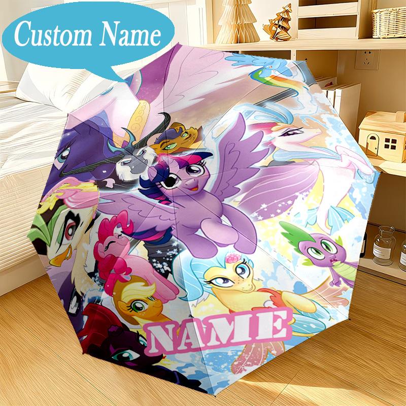 Custom Name Rainbow Unicorn Umbrella Folding Umbrella, Automatic Umbrella 8-Frame for Travel, Casual Lightweight Birthday Christmas gift