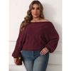Plus Size Women's Sexy Off-Shoulder Irregular Top Batwing Sleeve Loose Pullover Sweater for Women