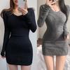 Women's Sweater Dress Slim Dress Bodycon Elastic Long Sleeves Pullover Dress Spring Autumn Sweater Dress for Women
