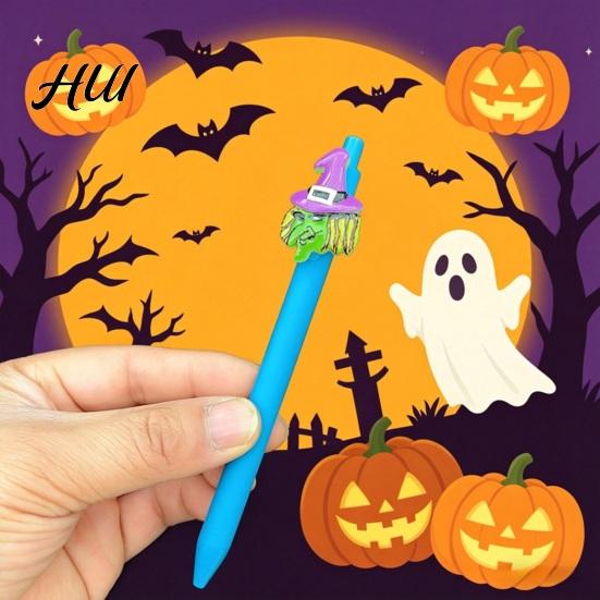 Retro Color Matte Gel Pens Halloween Ballpoint Pen, Cute Ghost Skull Pumpkin Retractable Ink Comfortable Non-slip Grip 0.5mm Fine Point Writing