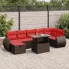 VidaXL Garden Furniture Set with Cushions 8 Pcs Brown Wicker Acacia, Outdoor Sofa Set, Garden Lounge, 3327914