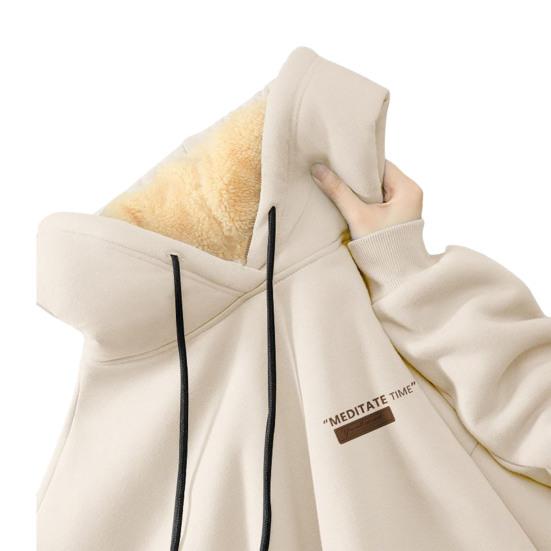 Парная зимняя толстовка с капюшоном на флисовой подкладке с термоизоляцией, однотонная, со шнурком