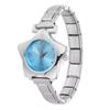 Sweet Star Shape Ladies Wristwatch Silver Gold Color Italian Charm Steel Module Strap Dial Analog Quartz Daily Dress Women Watch