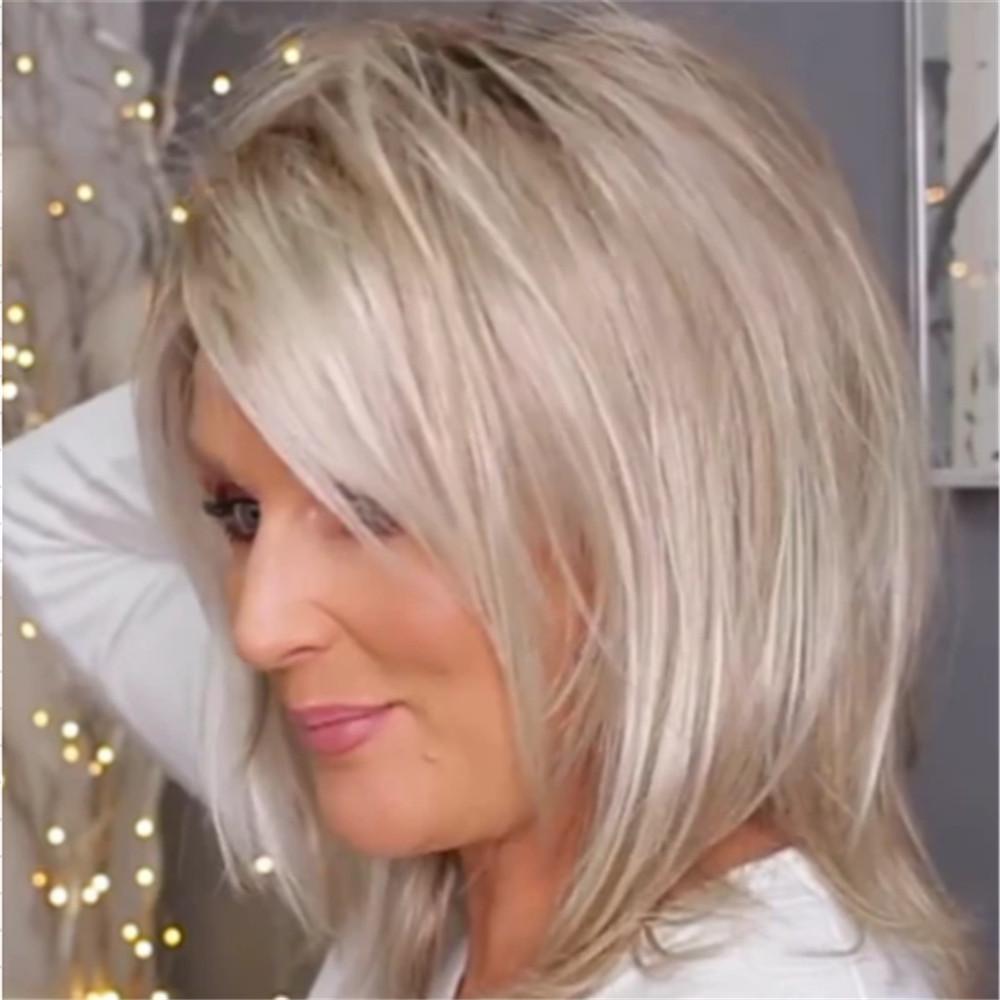 Парик для ухода за волосами, женский золотисто-серебристый парик с градиентом, прямые длинные волосы, модный тренд, парик Ins, бесплатная сетка для волос