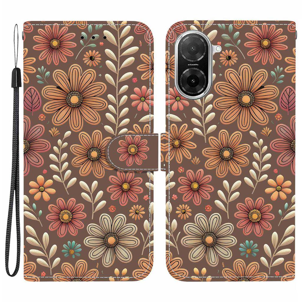For Xiaomi Redmi A5 4G (171.7mm)/Poco C71 4G Wallet Case Pattern Printing Leather Stand Phone Cover with Strap