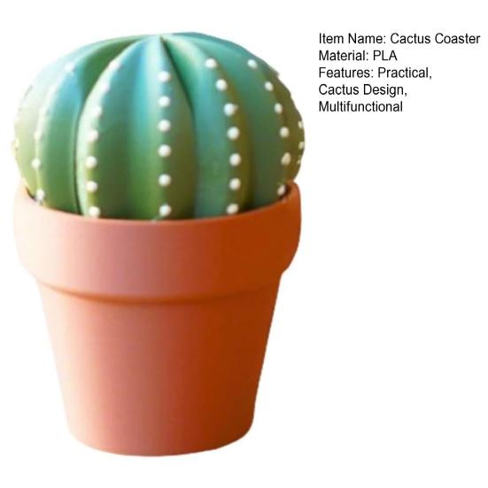 Cactus Coaster Set 3D Printed Cactus Coaster with Flowerpot Holder Funny Desktop Coaster for Plant Lovers Gift Home Office Bar Decoration