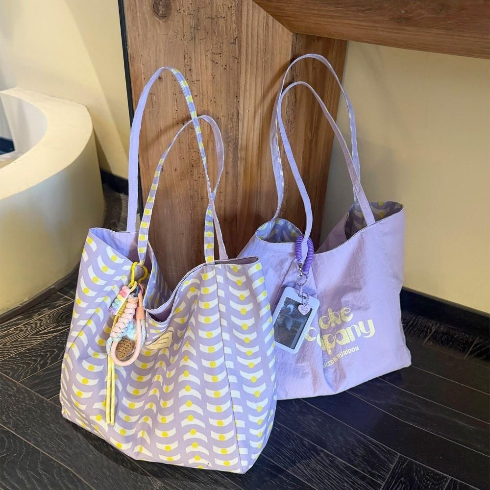 College Large Capacity Canvas Bag Casual Commuting Single Shoulder Tote Bag Double-Sided Back Bag Girls