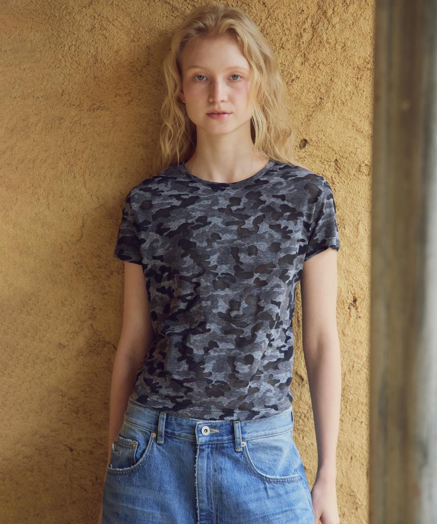 CITTA Sheer Camo Regular Fit T-Shirt_Ctt3023(Charcoal)