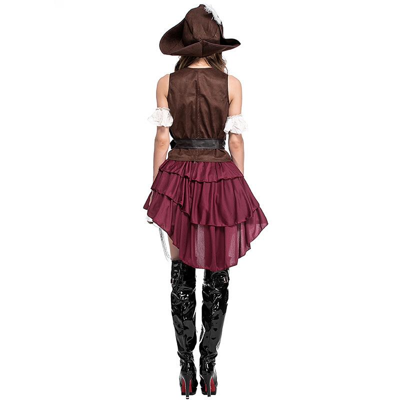 Vintage female pirate captain cosplay costume halloween party cosplay stage show dress suit